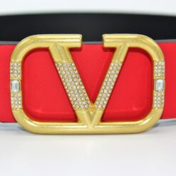 REVERSIBLE V DIAMOND LOGO SIGNATURE BELT IN GLOSSY CALFSKIN 40 MM - Brands Gateway