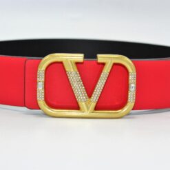 REVERSIBLE V DIAMOND LOGO SIGNATURE BELT IN GLOSSY CALFSKIN 40 MM - Brands Gateway