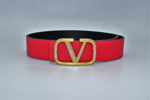 REVERSIBLE V DIAMOND LOGO SIGNATURE BELT IN GLOSSY CALFSKIN 40 MM - Brands Gateway