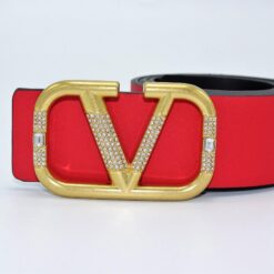 REVERSIBLE V DIAMOND LOGO SIGNATURE BELT IN GLOSSY CALFSKIN 40 MM - Brands Gateway