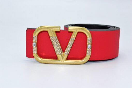 REVERSIBLE V DIAMOND LOGO SIGNATURE BELT IN GLOSSY CALFSKIN 40 MM - Brands Gateway