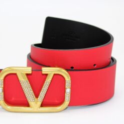 REVERSIBLE V DIAMOND LOGO SIGNATURE BELT IN GLOSSY CALFSKIN 40 MM - Brands Gateway