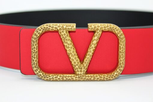 Valentino Reversible V Logo Signature Belt in Glossy Calfskin