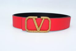 Valentino Reversible V Logo Signature Belt in Glossy Calfskin