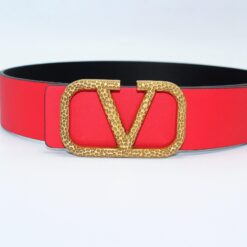 Valentino Reversible V Logo Signature Belt in Glossy Calfskin
