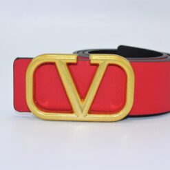 V Logo Leather Belt