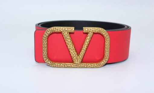 Valentino Reversible V Logo Signature Belt in Glossy Calfskin