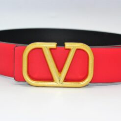 V Logo Leather Belt
