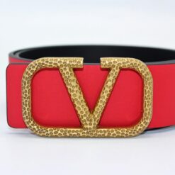 Valentino Reversible V Logo Signature Belt in Glossy Calfskin