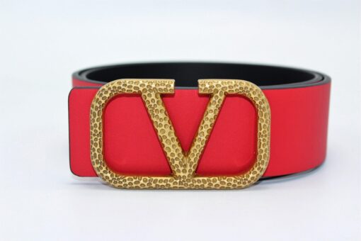 Valentino Reversible V Logo Signature Belt in Glossy Calfskin