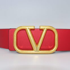 V Logo Leather Belt
