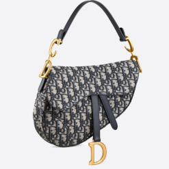 Saddle bag in blue Oblique jacquard canvas, - Brands Gateway