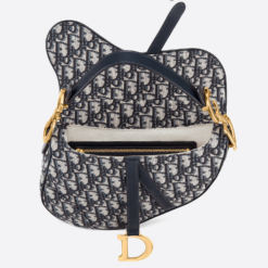 Saddle bag in blue Oblique jacquard canvas, - Brands Gateway