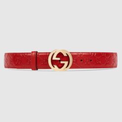 Gucci Signature Leather Belt Red