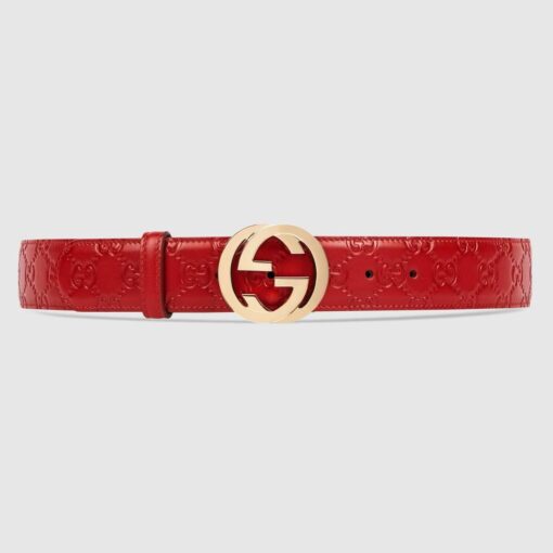 Gucci Signature Leather Belt Red