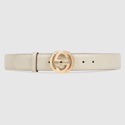Gucci Signature Leather Belt White