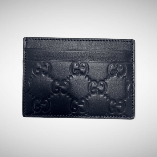 Gucci Signature Web Card Case Dark Blue