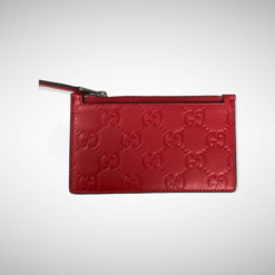 Gucci Signature Web Card Case Red Zipper
