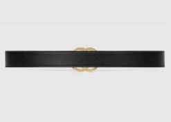 Torchon Double G Buckle Black Leather Belt - Brands Gateway