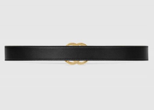 Torchon Double G Buckle Black Leather Belt - Brands Gateway