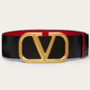 Valentino V Gold Buckle Leather Belt 7 cm front view