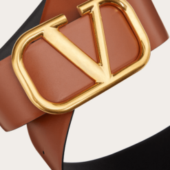 V Gold Buckle Leather Belt 7 CM - Brands Gateway