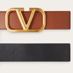 V Gold Buckle Leather Belt 7 CM - Brands Gateway