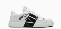 Valentino Garavani White/Black Sneakers with perforated leather upper