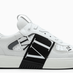 Valentino Garavani White/Black Sneakers with perforated leather upper
