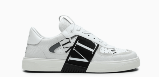 Valentino Garavani White/Black Sneakers with perforated leather upper