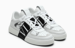 Valentino Garavani White/Black Sneakers with perforated leather upper