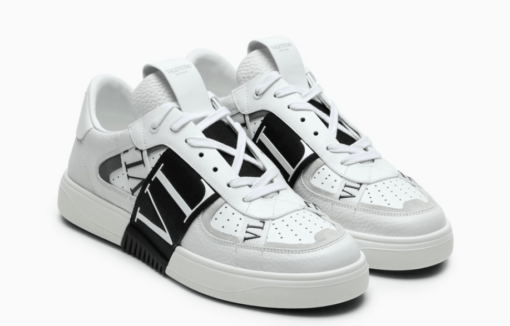 Valentino Garavani White/Black Sneakers with perforated leather upper