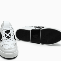 Valentino Garavani White/Black Sneakers with perforated leather upper