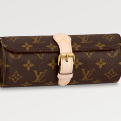 Louis Vuitton Watch Case Brown Monogram with premium cowhide trimmings