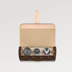 Louis Vuitton Watch Case Brown Monogram with premium cowhide trimmings