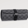 Louis Vuitton Watch Case Grey Damier with cowhide leather trimmings