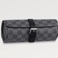 Louis Vuitton Watch Case Grey Damier with cowhide leather trimmings