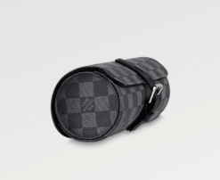Louis Vuitton Watch Case Grey Damier with cowhide leather trimmings