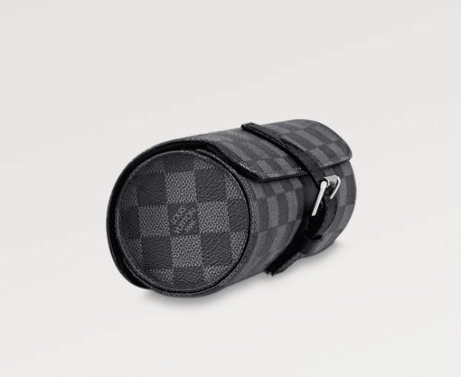 Louis Vuitton Watch Case Grey Damier with cowhide leather trimmings
