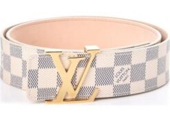White Damier Leather Belt - Brands Gateway