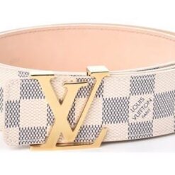 White Damier Leather Belt - Brands Gateway